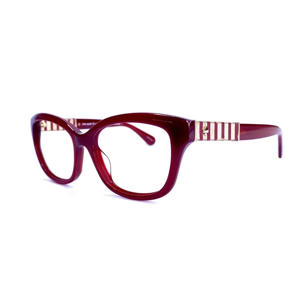 Kate Spade Red Cat Eye Glasses Gold Logo Accent Johanna2 LHFHA 53 17 140